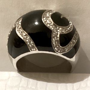 Beautiful black enameled sterling 925 Cubic Zirconium ring
